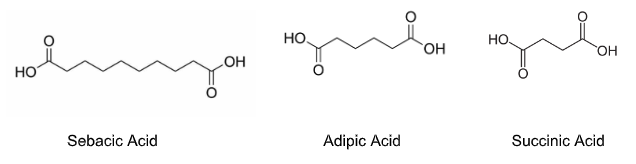similarities between the linear, even-number C6 adipic acid and the C10 sebacic and C4 succinic acids
