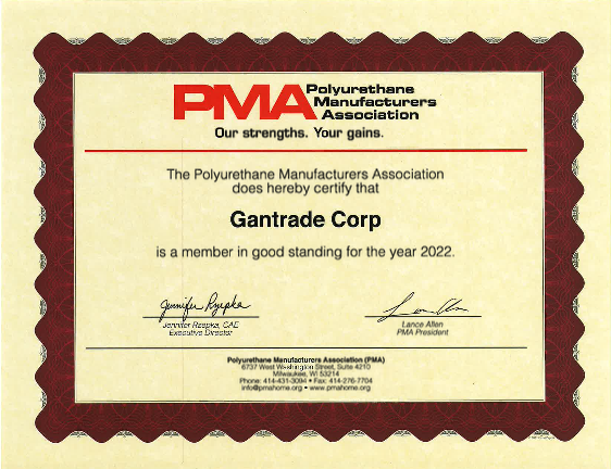 Gantrade PMA certificate - thumbnail